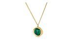 Kette mit Anhänger LACOSTE "Fashion Show", grün (gelbgoldfarben, grün), Halsketten, Damen, Edelstahl, L: 61 B: 2mm, mit Malachit, B:2mm