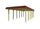 Einzelcarport SKANHOLZ "Spreewald", braun (nussbaum), B/H/T: 396cm x 209cm x 893cm, Carports, mit EPDM-Dach, rote Blende