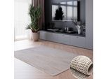 Teppich OTTO HOME "Vals", grau (hellgrau, beige, creme), B:160cm H:7mm L:230cm, Polyester, Teppiche, Teppich, Uni Farben, meliert, Sisal-Optik, auch in rund erhältlich, mit Fransen