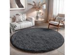 Hochflor-Teppich OTTO HOME "Banji", grau, B:100cm H:37mm L:100cm Ø:100cm, Polypropylen (PP), Teppiche, Uni Farben, weich und flauschig, auch als rechteckig erhältlich