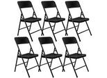 Amanka Klappstühle 6er Set in Rattan-Optik bis 150kg 50x46x83,5 cm , Schwarz , Kunststoff , 50x83.5x46 cm , Gartenmöbel, Gartensessel, Gartenklappstühle