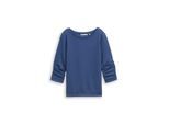 TOM TAILOR DENIM Damen Fitted Sweatshirt mit Raffungen, blau, Uni, Gr. M