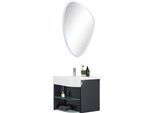 Badmöbel-Set SAPHIR "3010.3", grau (anthrazit hochglanz), MDF, Metall, Sicherheitsglas ESG, Kastenmöbel-Sets, Badmöbel-Set