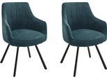 Esszimmerstuhl MCA FURNITURE "Sassello", blau (petrol, schwarz matt lackiert), B:60cm H:87cm T:61cm, Stühle, Esszimmerstuhl, Stuhl 180drehbar mit Nivellierung, Stoffbezug, belastbar bis 120 kg