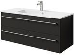 Waschtisch SAPHIR "Serie 6025 Mineralmarmor-Waschtisch mit Unterschrank, 117 cm breit", schwarz (schwarz matt, schwarz matt), B:117cm H:49,9cm T:48cm, Waschtische, Waschtisch, Waschplatz mit 2 Schubladen, hängend, verschiedene Ausführungen