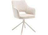 Livetastic Armlehnstuhl Cord, Creme, Metall, Textil, konisch, rund, 61x85x61 cm, Sitzfläche 180° drehbar, Esszimmer, Stühle, Esszimmerstühle, Armlehnenstühle