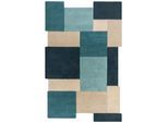 Wollteppich geometrisch Türkis 120 x 180 cm - HALLEIN Kadima Design