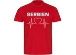 multifanshop Herren T-Shirt - Serbien - Herzschlag - Druck weiß - Männer