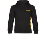 multifanshop Kapuzen Sweatshirt - Aachen - Brust & Seite - Druck gelb - Hoodie