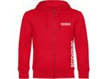 multifanshop Kapuzen Sweatshirt Jacke - Regensburg - Brust & Seite - Druck weiß - Jacke