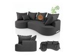 Juskys Sofa Tirano - Ecksofa L-Form, inkl. Kissen, 4-Sitzer Eckcouch, Samt Dunkelgrau & Ottomane links