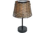 Außen-Tischleuchte NÄVE "Solar-Tisch-Leuchte Rattan braun "RADA", schwarz (schwarz, braun), B:19cm H:31cm L:31cm, Leuchten, Inkl. Dämmerungssensor