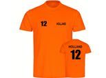 multifanshop Herren T-Shirt - Holland - Trikot Nummer 12 - Druck schwarz - Männer