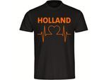 multifanshop Herren T-Shirt - Holland - Herzschlag - Druck orange - Männer