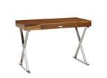 KADIMA DESIGN Massiver Sheesham-Schreibtisch mit X-förmigem Metallgestell, 120x55x78 cm