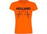 multifanshop Damen T-Shirt - Holland - Herzschlag - Druck schwarz - Frauen