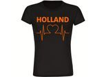 multifanshop Damen T-Shirt - Holland - Herzschlag - Druck orange - Frauen