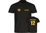 multifanshop Herren T-Shirt - Aachen - Trikot Nummer 12 - Druck gelb - Männer