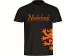 multifanshop Kinder T-Shirt - Niederlande - Löwe seitlich - Druck orange - Kind