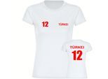 multifanshop Damen T-Shirt - Türkei - Trikot Nummer 12 - Druck rot - Frauen