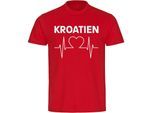 multifanshop Herren T-Shirt - Kroatien - Herzschlag - Druck weiß - Männer