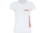 multifanshop Damen T-Shirt - Serbien - Brust & Seite - Druck rot - Frauen