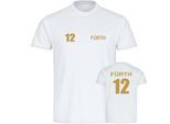 multifanshop Herren T-Shirt - Fürth - Trikot Nummer 12 gold - Druck gold metallic - Männer