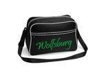 multifanshop Retrotasche - Wolfsburg - Schriftzug - Druck grün - Tasche