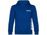 multifanshop Kapuzen Sweatshirt - Rostock - Brust & Seite - Druck weiß - Hoodie