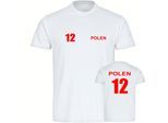 multifanshop Herren T-Shirt - Polen - Trikot Nummer 12 - Druck rot - Männer