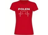 multifanshop Damen T-Shirt - Polen - Herzschlag - Druck weiß - Frauen