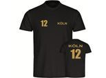 multifanshop Kinder T-Shirt - Köln - Trikot Nummer 12 gold - Druck gold metallic - Kind