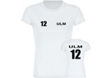 multifanshop Damen T-Shirt - Ulm - Trikot Nummer 12 - Druck schwarz - Frauen