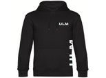 multifanshop Kapuzen Sweatshirt - Ulm - Brust & Seite - Druck weiß - Hoodie