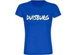 multifanshop Damen T-Shirt - Duisburg - Textmarker - Druck weiß - Frauen
