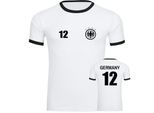 multifanshop Kontrast T-Shirt - Germany - Adler Retro Trikot 12 - Druck schwarz - Männer