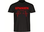 multifanshop Herren T-Shirt - Spanien - Herzschlag - Druck rot - Männer