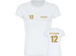 multifanshop Damen T-Shirt - Hoffenheim - Trikot Nummer 12 gold - Druck gold metallic - Frauen