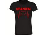 multifanshop Damen T-Shirt - Spanien - Herzschlag - Druck rot - Frauen