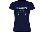 multifanshop Damen T-Shirt - Frankreich - Herzschlag - Druck weiß - Frauen