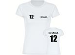 multifanshop Damen T-Shirt - Ghana - Trikot Nummer 12 - Druck schwarz - Frauen