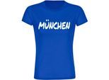 multifanshop Damen T-Shirt - München blau - Textmarker - Druck weiß - Frauen