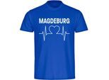 multifanshop Herren T-Shirt - Magdeburg - Herzschlag - Druck weiß - Männer
