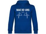 multifanshop Kapuzen Sweatshirt - Magdeburg - Herzschlag - Druck weiß - Hoodie