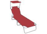 vidaXL Klappliege mit Sonnendach Rot Aluminium