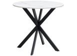 Mid.you Esstisch, Schwarz, Weiß, Metall, Holzwerkstoff, rund, Flachrohr, 80x75x80 cm, Bsci, Esszimmer, Tische, Esstische, Esstische rund