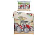 Kinderbettwäsche , Grün, Mehrfarbig , Textil , Traktor , 140x200 cm , Textiles Vertrauen - Oeko-Tex®, Bsci , pflegeleicht, atmungsaktiv, hautfreundlich, schadstoffgeprüft , Heimtextilien, Bettwäsche & Leintücher, Kinderbettwäsche