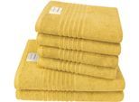 Handtuch Set DYCKHOFF "Nature", gelb (amber), 6 Stk., Frottier, Frottier, Obermaterial: 100% Baumwolle, Handtuch-Sets, 6er Set: 4x Handtücher, je 50 x 100 cm & 2x Badetuch 70 x 140 cm