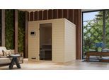 Sauna KARIBU "Menja", beige (naturbelassen), Saunaofen, integrierte Steuerung, 9 kW, Saunen, 9-kW-Ofen mit integrierter Steuerung