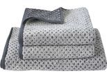 Handtuch Set DYCKHOFF "Golden Shades Rhombus", grau (graphit), 3 Stk., Walkfrottier, Walkfrottier, Obermaterial: 100% Baumwolle, Handtuch-Sets, 2 Handtücher (50x100 cm), 1 Badetuch (70x140 cm)